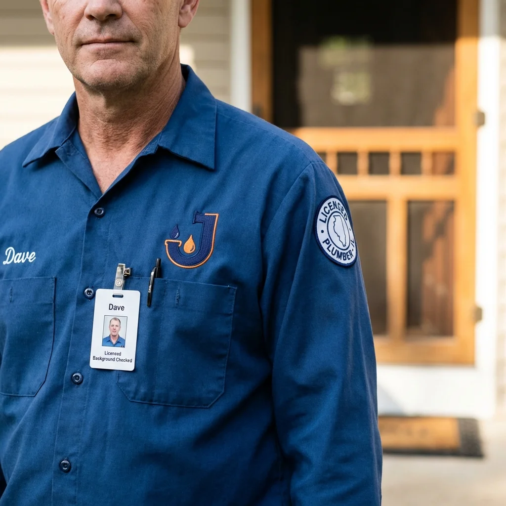 Licensed plumber showing ID badge in Cutchogue, NY