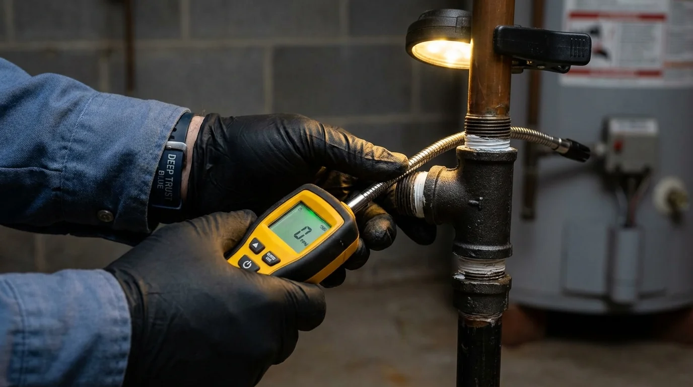 Gas leak detection with electronic sniffer by Johns Plumbing LLC in Cutchogue